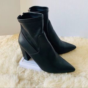 JustFab Leather Pointed Toe Boots Black Size 8.5